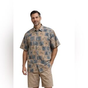 Cubavera Men’s Cabana Hawaiian Shirt Tropical Print Short Sleeve Size M